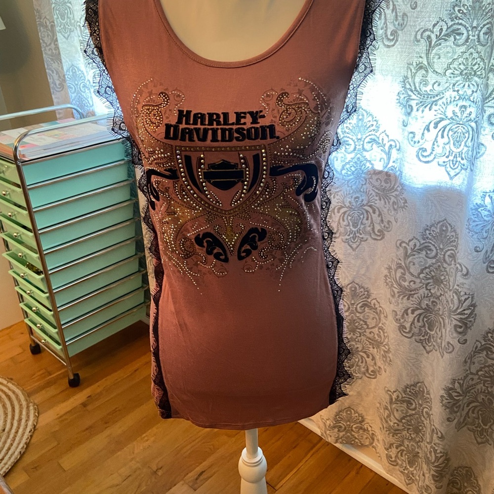 Harley-Davidson Mauve/Pink Fitted Graphic Tank Top